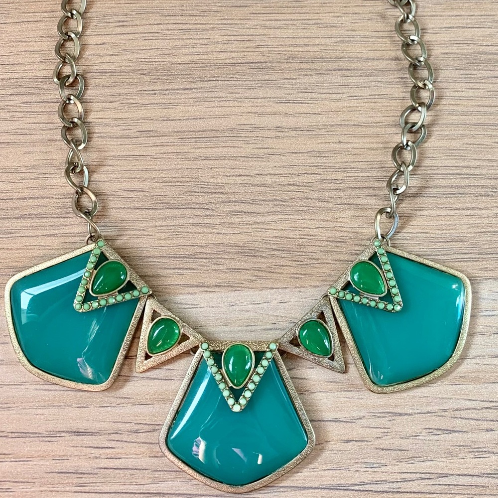 Teal and Green Gold Danielle Stevens Statement Necklace